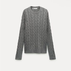 Zara WOOL BLEND CABLE KNIT SWEATER